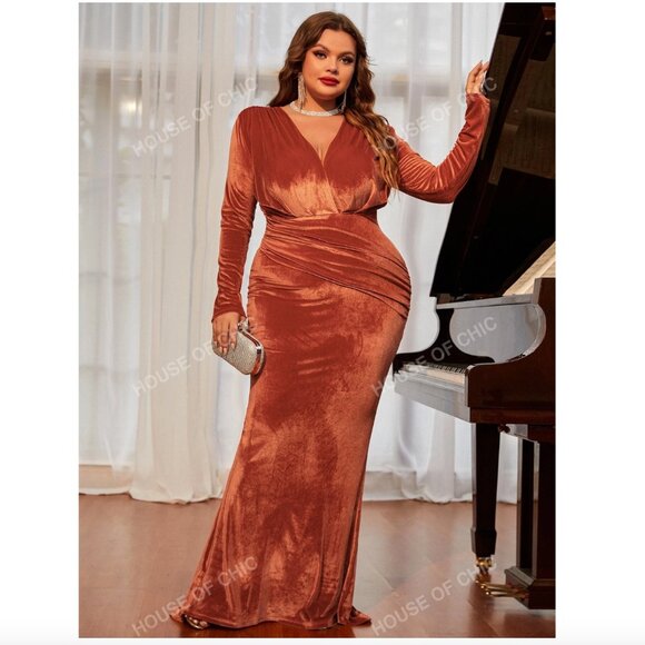 RUST/ORANGE EVENING DRESS (WORN) - Picture 1 of 2